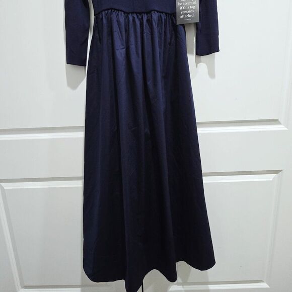 New Tuckernuck - L Navy Clea Maxi Dress Long Sleeves $228 - Picture 9 of 11